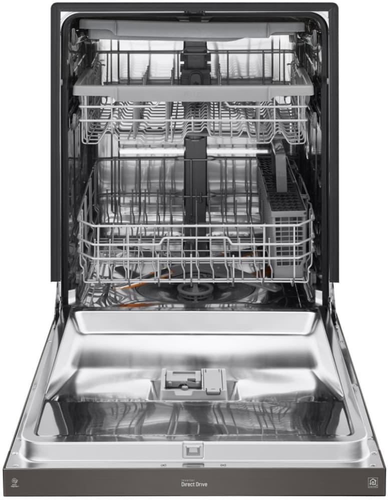 LG LDF5678BD 24 Inch Full Console Dishwasher with 15 Place Setting Capacity QuadWash 3rd Rack 9 Wash Cycles SmartThinQ Wi Fi Connectivity EasyRack Plus System SenseClean Wash System SmartDiagnosis 46 ...
