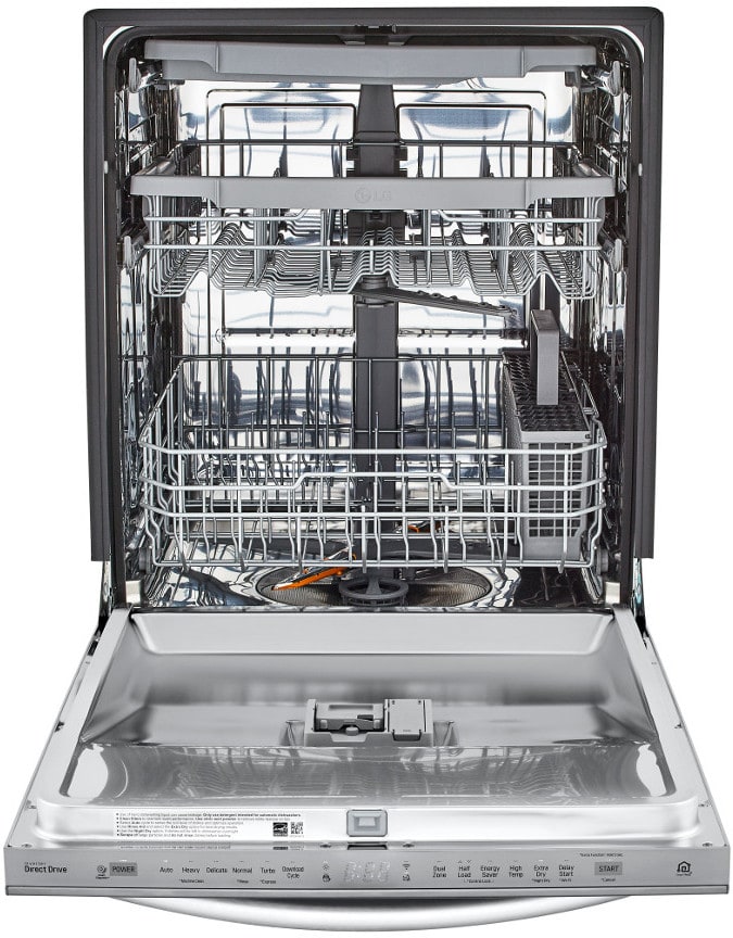 LG LDT5678SS 24 Inch Fully Integrated Dishwasher with 15 Place Setting Capacity 3rd Rack QuadWash System EasyRack Plus SmartThinQ Technology Inverter Direct Drive LoDecibel Operation 46 dBA Silence Ra...