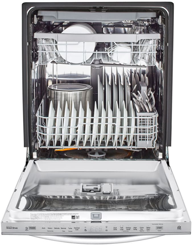 LG LDT5678SS 24 Inch Fully Integrated Dishwasher with 15 Place Setting Capacity 3rd Rack QuadWash System EasyRack Plus SmartThinQ Technology Inverter Direct Drive LoDecibel Operation 46 dBA Silence Ra...