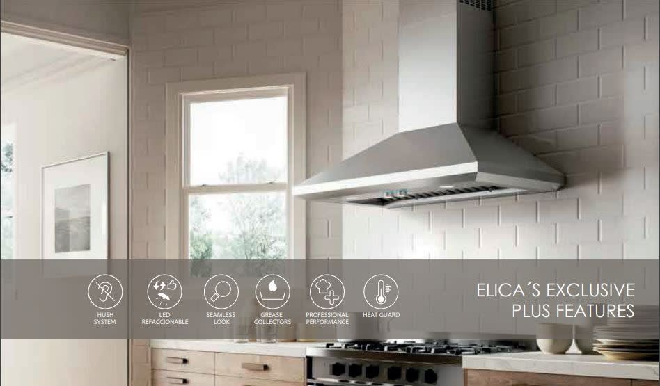 Elica ELN136S2 Leone Series Extra Depth Wall Mount Range Hood with Hush