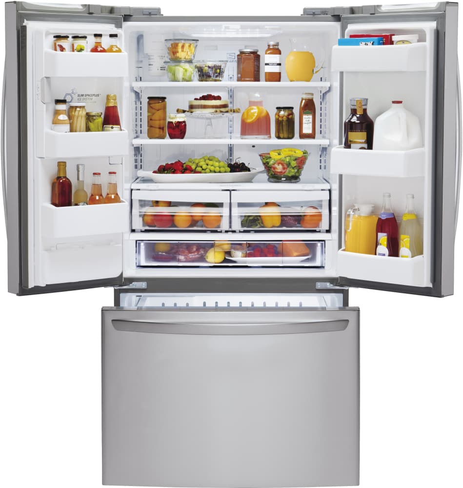 LG LFX25973ST 36 Inch French Door Refrigerator with Linear Compressor, Ice and Water Dispenser