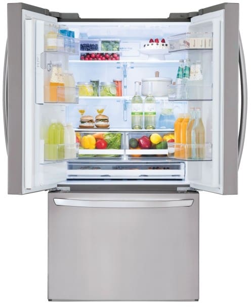 LG LFXS28968S 36 Inch Smart French Door Refrigerator with 27.9 Cu. Ft. Capacity, Slim SpacePlus® Ice System, SpillProtector™ Glass Shelf, and ENERGY STAR® Rated: Stainless Steel