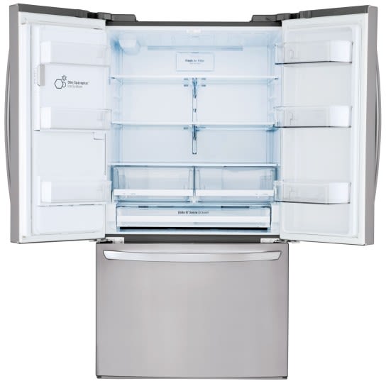 LG LFXS28968S 36 Inch Smart French Door Refrigerator with 27.9 Cu. Ft. Capacity, Slim SpacePlus® Ice System, SpillProtector™ Glass Shelf, and ENERGY STAR® Rated: Stainless Steel
