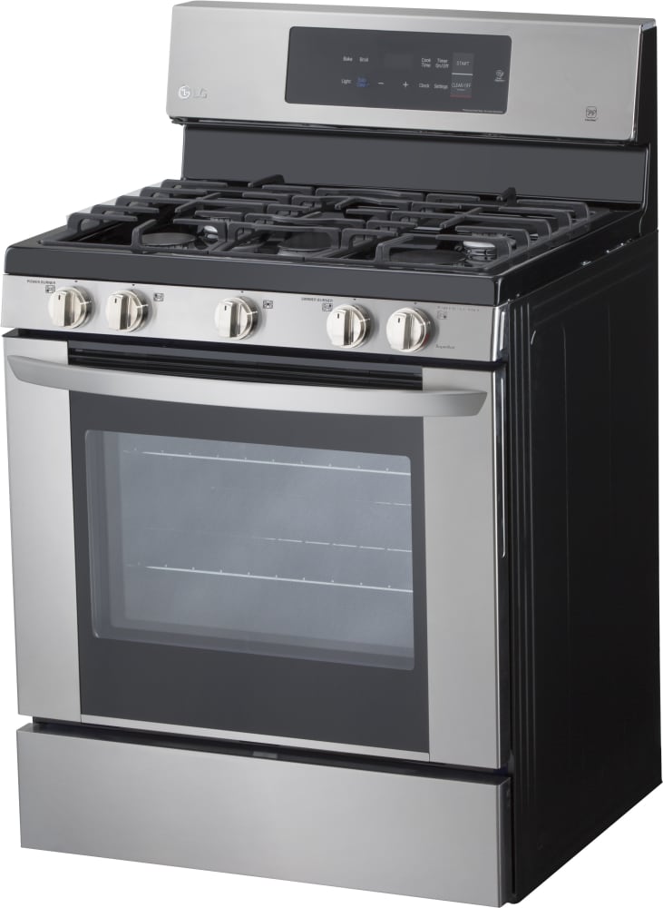 LG EasyClean 30-in 5 Burners 5.4-cu ft Freestanding Natural Gas Range  (Stainless Steel) in the Single Oven Gas Ranges department at