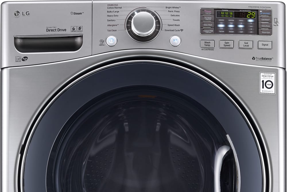 Lg Wm3570hva 27 Inch 4 3 Cu Ft Front Load Washer With 12 Wash Cycles 1 300 Rpm Steam Cycle Lg Twin Wash Compatibility Turbowash Allergiene Cycle Brightwhites Senseclean Lodecibel Quiet Operation Neverust Stainless