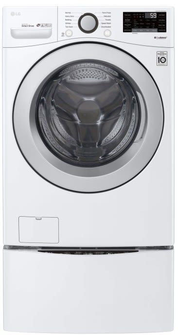 lg lgwadrgw5002 side by side on pedestals washer dryer set with front load washer and gas dryer in white