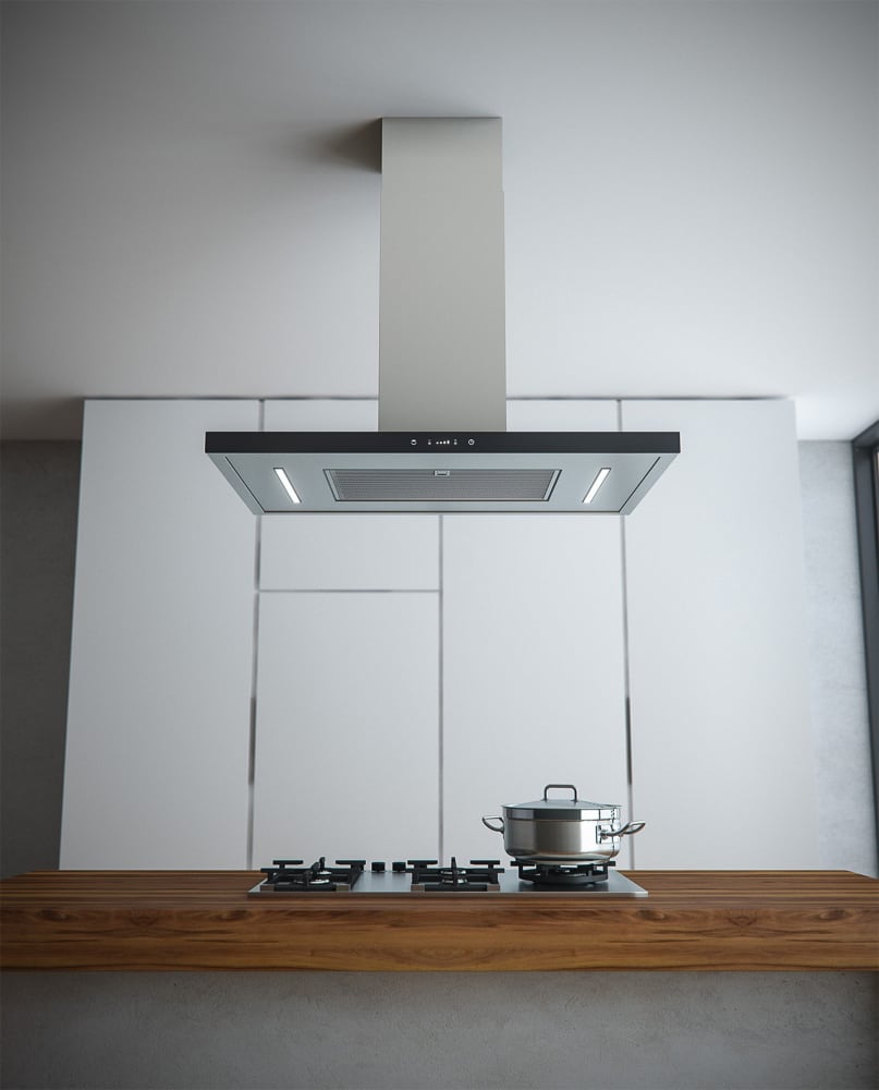 Sirius SIUTC24 36 Inch Island Chimney Range Hood with 4Speed 600 CFM