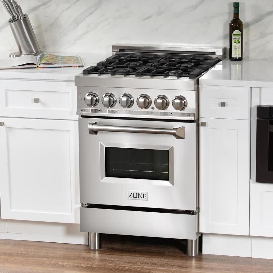 ZLINE RA24 24 Inch Freestanding Dual Fuel Range with 4 Sealed Italian