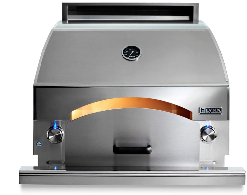 Lynx Lpzang 30 Inch Built In Or Countertop Napoli Outdoor Pizza Oven With Concrete Refractory Dome Moveable Cooking Surface Integrated Illumination Reversible Chimney Backlit Knobs Infrared Heating Seamless Welded Construction And 400 Sq