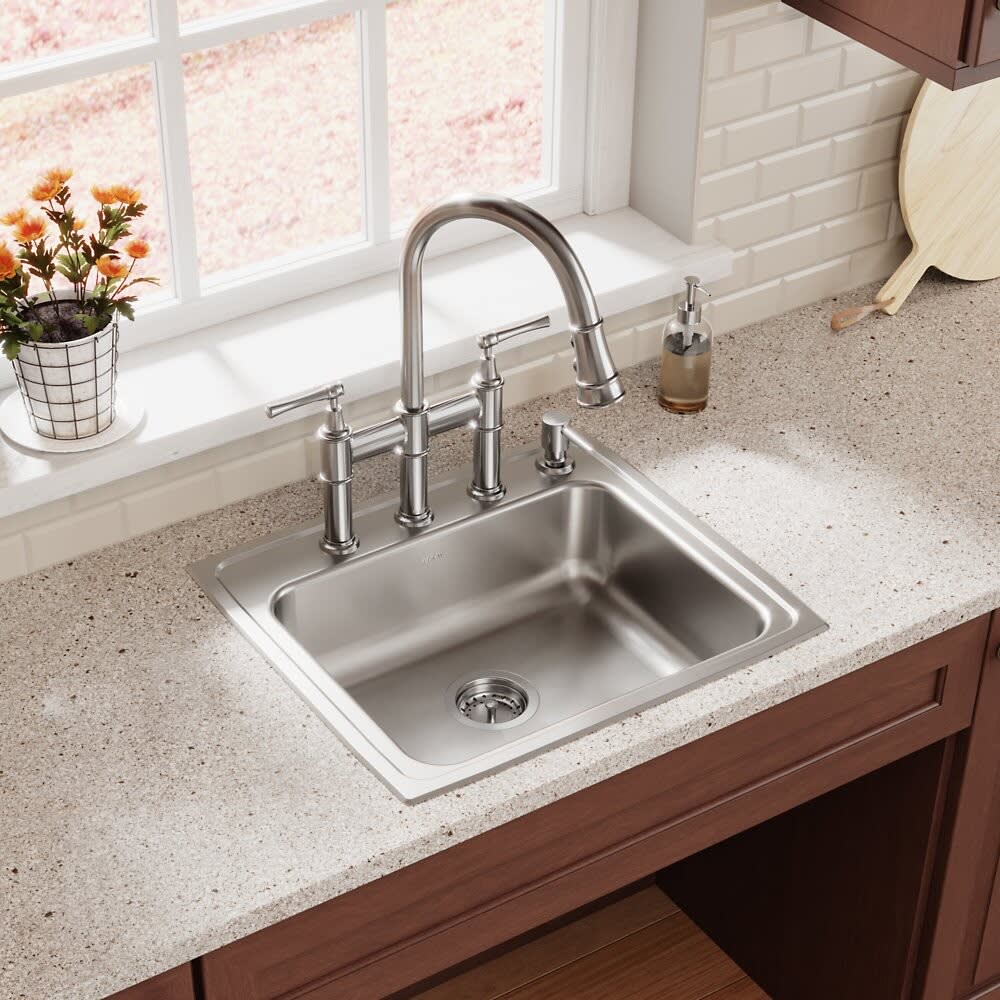 Elkay LKEC2037LS Double Lever Pull-Down Kitchen Faucet with 9 1/4