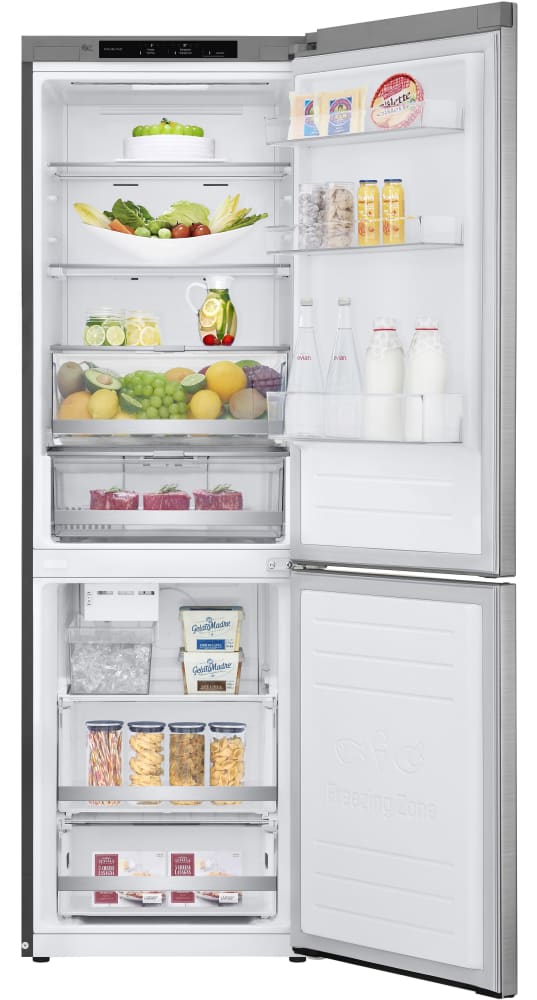 LG LRBCC1204S 24 Inch Bottom Freezer Refrigerator with 12.0 Cu. Ft. Capacity, PrintProof™ Finish, Door Cooling+, Multi-Air Flow™ System, Reversible Door, SmartDiagnosis™, Automatic Ice Maker, Sabbath Mode, and ENERGY STAR® Qualified