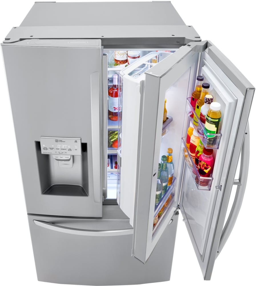 Lg Lrfds3006s 36 Inch Printproof French Door Smart Refrigerator With 29 7 Cu Ft Capacity Door In Door Wifi Multi Air Flow Ice Water Dispenser Ada Compliant Energy Star And Star K Certified Printproof Stainless Steel