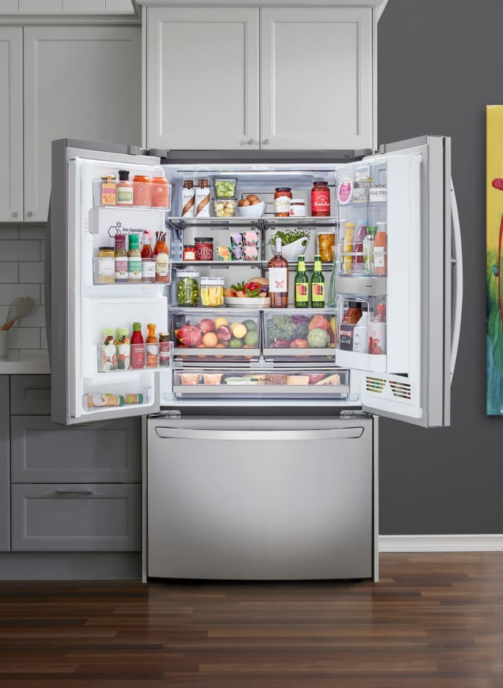 Lg Lrfds3006s 36 Inch Printproof French Door Smart Refrigerator With 29 7 Cu Ft Capacity Door In Door Wifi Multi Air Flow Ice Water Dispenser Ada Compliant Energy Star And Star K Certified Printproof Stainless Steel