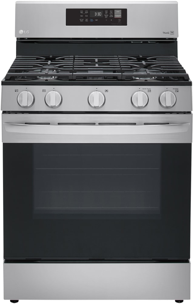 LG LRGL5823S 30 Inch Gas Smart Range with 5 Sealed Burners, 5.8 Cu. Ft. Convection Oven Capacity, Storage Drawer, Continuous Grates, Air Fry, Self Clean & EasyClean®, Wi-Fi Enabled, SmartDiagnosis™, Griddle, and Sabbath Mode: Stainless Steel