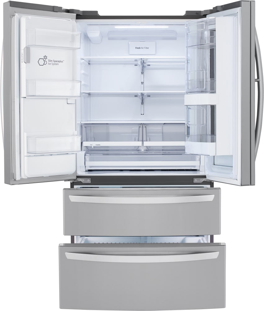 LG LRMVS2806S 36 Inch French Door Smart Refrigerator with 27.6 Cu. Ft. Capacity, InstaView Door-in-Door, Craft Ice™, Double Freezer Drawers, Tall Ice/Water Dispenser, Door Cooling+, Wi-Fi, Smart Diagnosis™, Pharmaceutical Water Filter, and ENERGY STAR® Qualified: PrintProof™ Stainless Steel