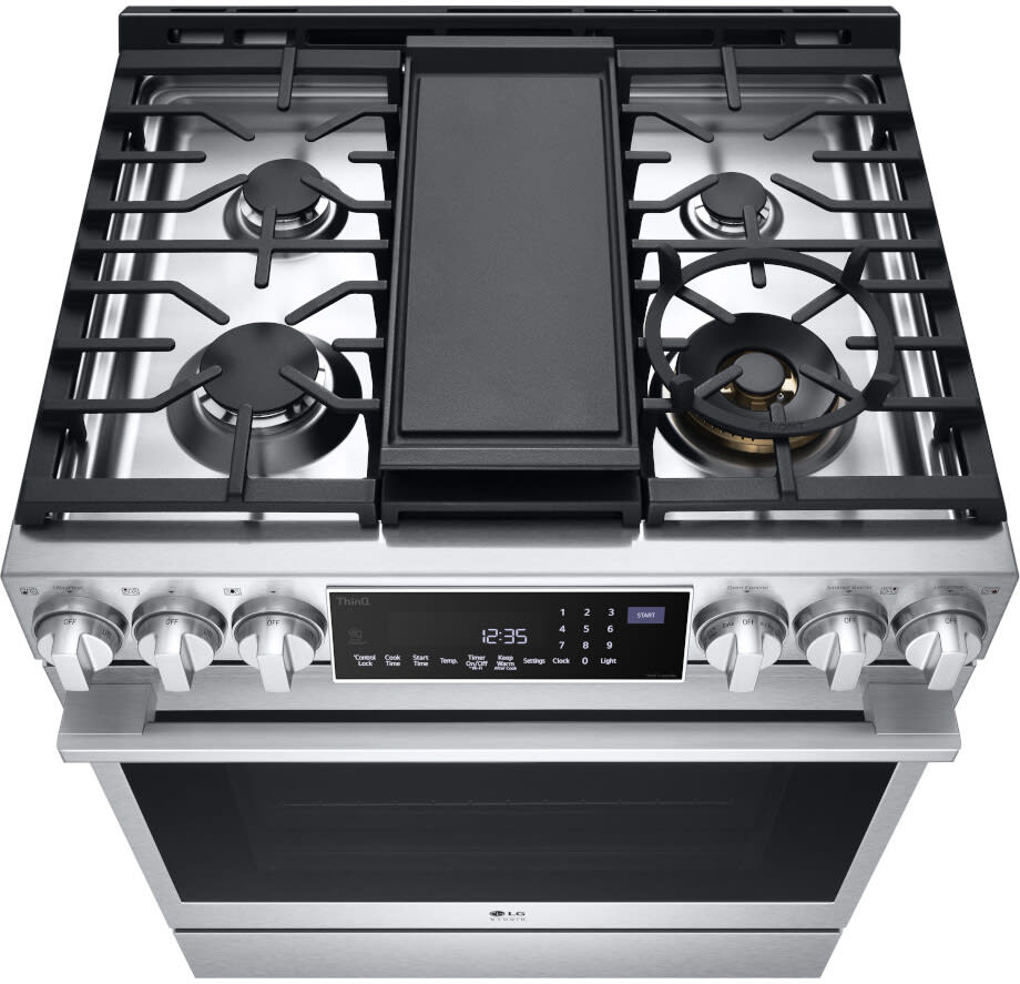 LG LSDS6338F 30 Inch Smart Slidein Dual Fuel Range with 5 Sealed Burners, 6.3 cu. ft. Capacity