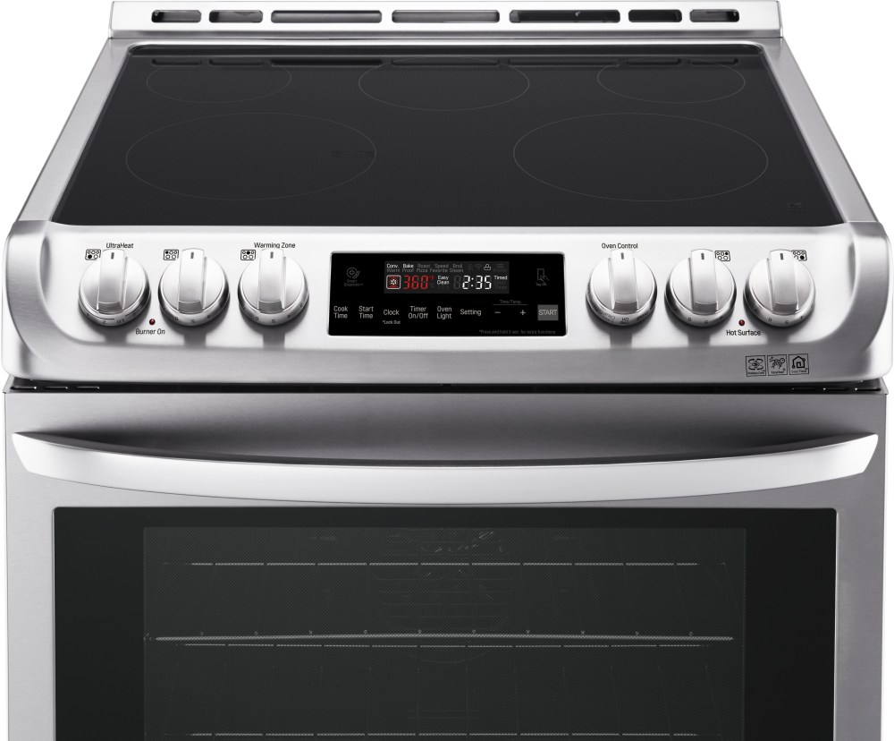 LG LSE4611ST 30 Inch Slide-In Electric Range with 5 Radiant Heating Elements, 6.3 cu. ft. Oven Capacity, Storage Drawer, ProBake Convection®, EasyClean®, WideView™ Window, SmartDiagnosis™, SmoothTouch™, PrintProof™ Finish, UltraHeat™ Burner, and ADA Compliant: Stainless Steel