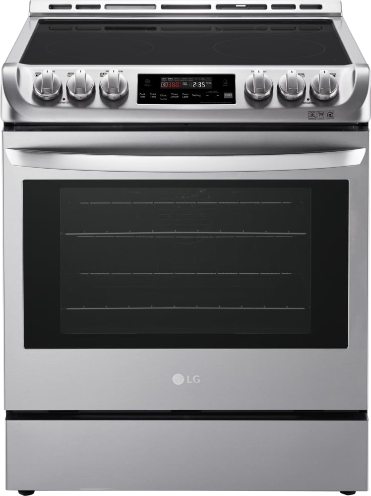LG LSE4611ST 30 Inch Slide-In Electric Range with 5 Radiant Heating Elements, 6.3 cu. ft. Oven Capacity, Storage Drawer, ProBake Convection®, EasyClean®, WideView™ Window, SmartDiagnosis™, SmoothTouch™, PrintProof™ Finish, UltraHeat™ Burner, and ADA Compliant: Stainless Steel