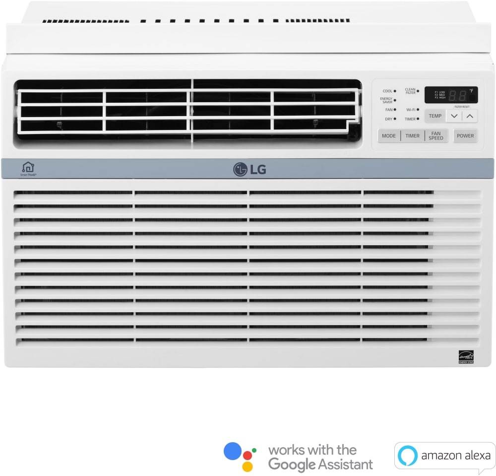 Lg Lw1017ersm 10 000 Btu Window Smart Wi Fi Enabled Air Conditioner With 24 Hour Timer Auto Restart 3 Fan Speeds Wireless Remote 12 1 Eer 2 7 Pts Hr Dehumidification Energy Star Rated And 115v