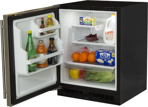 Marvel MPRF424SS31A 24 Inch Built-In Compact Freezer Refrigerator with 5.9  Cu. Ft. Total Capacity, Smooth-Glide Clear Bin, Dynamic Cooling Technology,  Proprietary Shelving Design, Sabbath Mode, UL Listed, and ENERGY STAR®  Certified: Solid