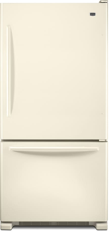 Maytag Mbf2258xeq 21 9 Cu Ft Bottom Freezer Refrigerator With 5 Adjustable Spill Catcher Glass Shelves Ice Maker Glide Out Freezer Drawer Energy Star Qualified And Electronic Temperature Controls Bisque W Reversible Hinges