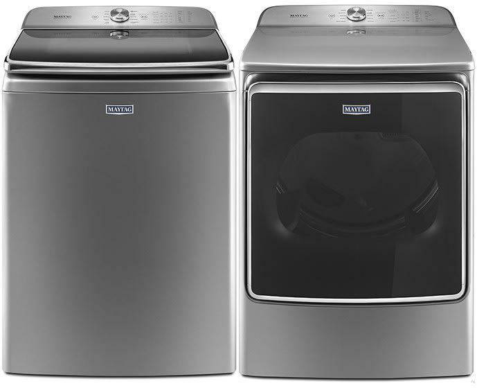 Maytag Mawadrgc9651 Side By Side Washer Dryer Set With Top Load Washer And Gas Dryer In Metallic Slate