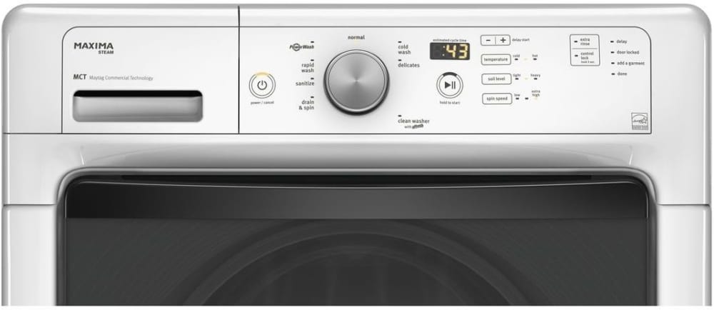 Maytag Mhw5100dw 27 Inch 4 5 Cu Ft Front Load Washer With 8 Wash Cycles 1 400 Rpm Powerwash Sanitize Cycle Quiet Series Advanced Vibration Control Plus Clean Washer Cycle With Affresh And Energy Star Qualification White