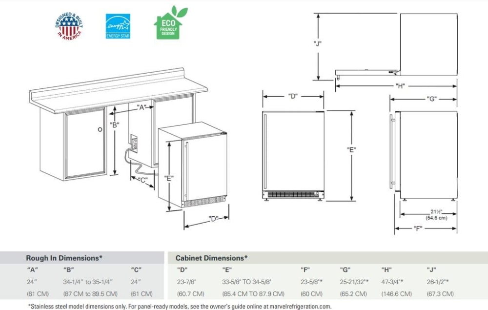 Marvel MLFZ224SS01A 24 Inch Built-In Undercounter All Freezer with