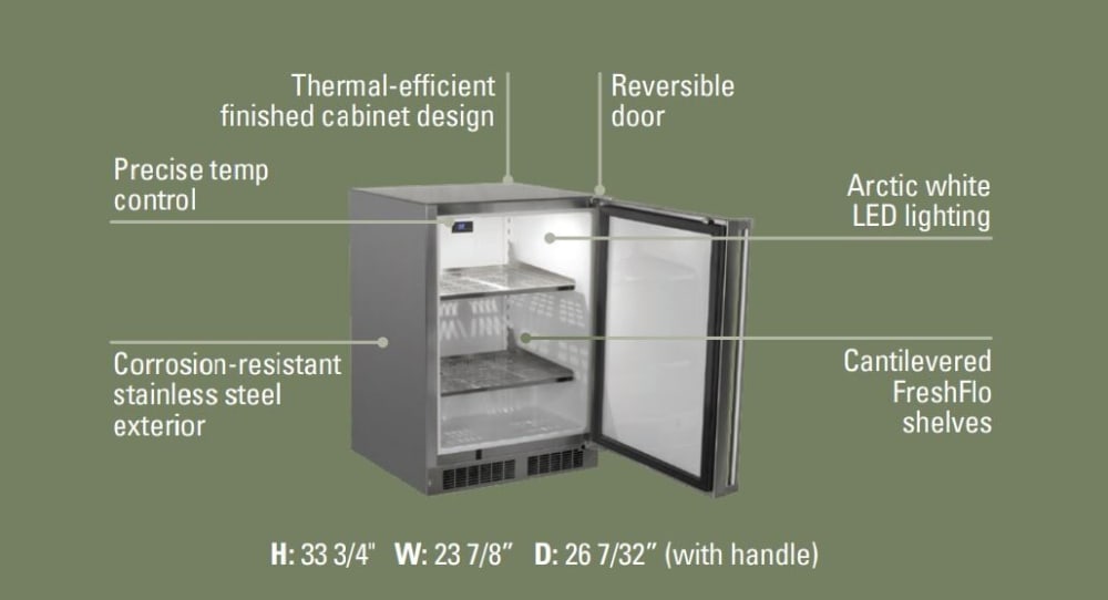 MLRE124SS11A Marvel 24 Undercounter Refrigerator with Door Storage -  Right Hinge - Stainless Steel