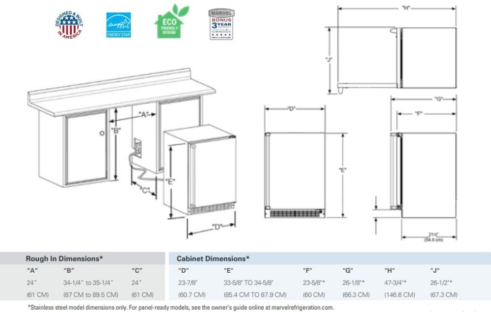Marvel MPFZ424IS31A 24 Inch Built-In Undercounter All Freezer with