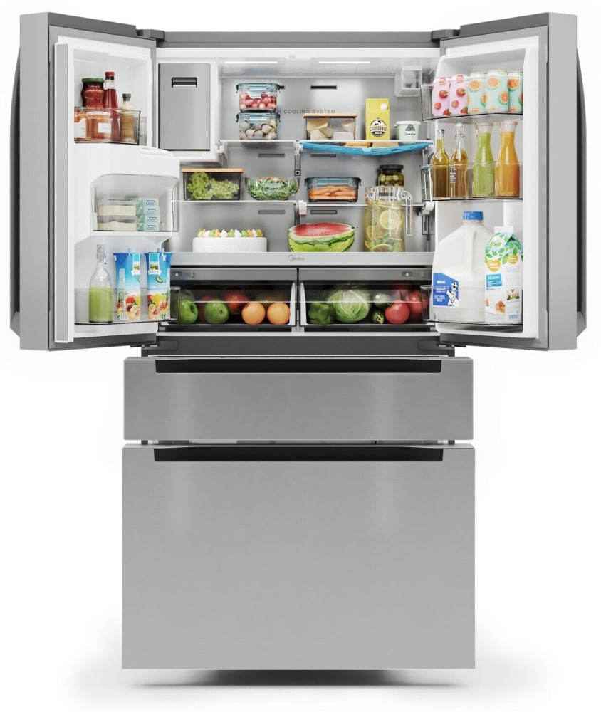 Midea MRQ22D7AST 36 Inch 4-Door French-Door Refrigerator with 21.6 Cu ...