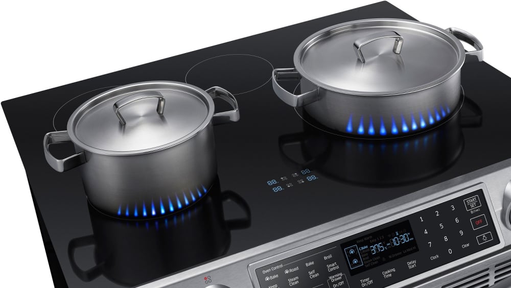 5.8 cu ft. Smart Slide-in Induction Range with Virtual Flame™ in Stainless  Steel (NE58K9560WS)