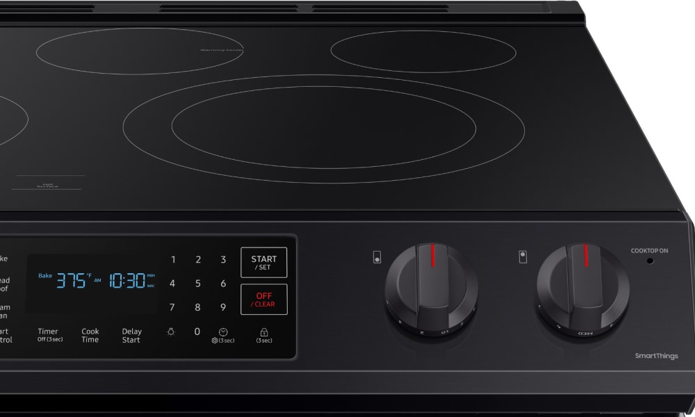 Samsung NE63T8311SG 30 Inch SlideIn Electric Smart Range with 5 Element Cooktop, 6.3 Cu. Ft