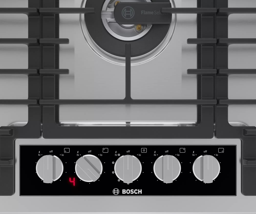 Bosch NGMP658UC 36 Inch Gas Cooktop with 5 Sealed Burners, Continuous Grates, DualRing Power