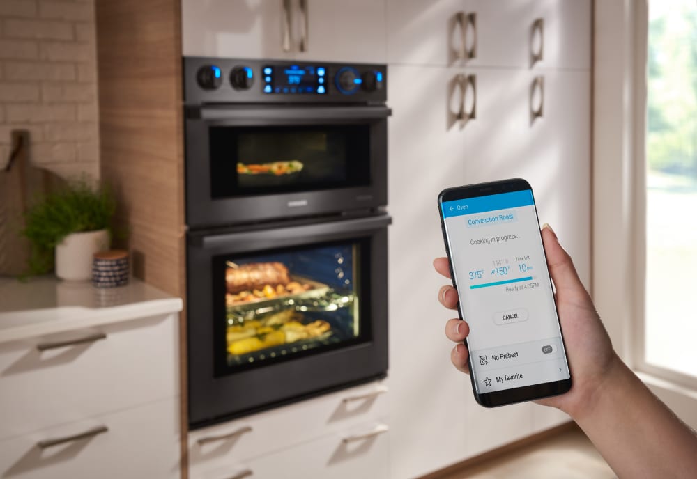 Samsung NQ70M9770DM 30-calowy inteligentny elektryczny piekarnik mikrofalowy / ścienny z Wi-Fi, podwójną konwekcją, Flex Duo, sondą temperatury, 6 trybów, gotowanie na parze, szybkie gotowanie, tryby szefa kuchni, 7 cu. stopy Całkowita pojemność,