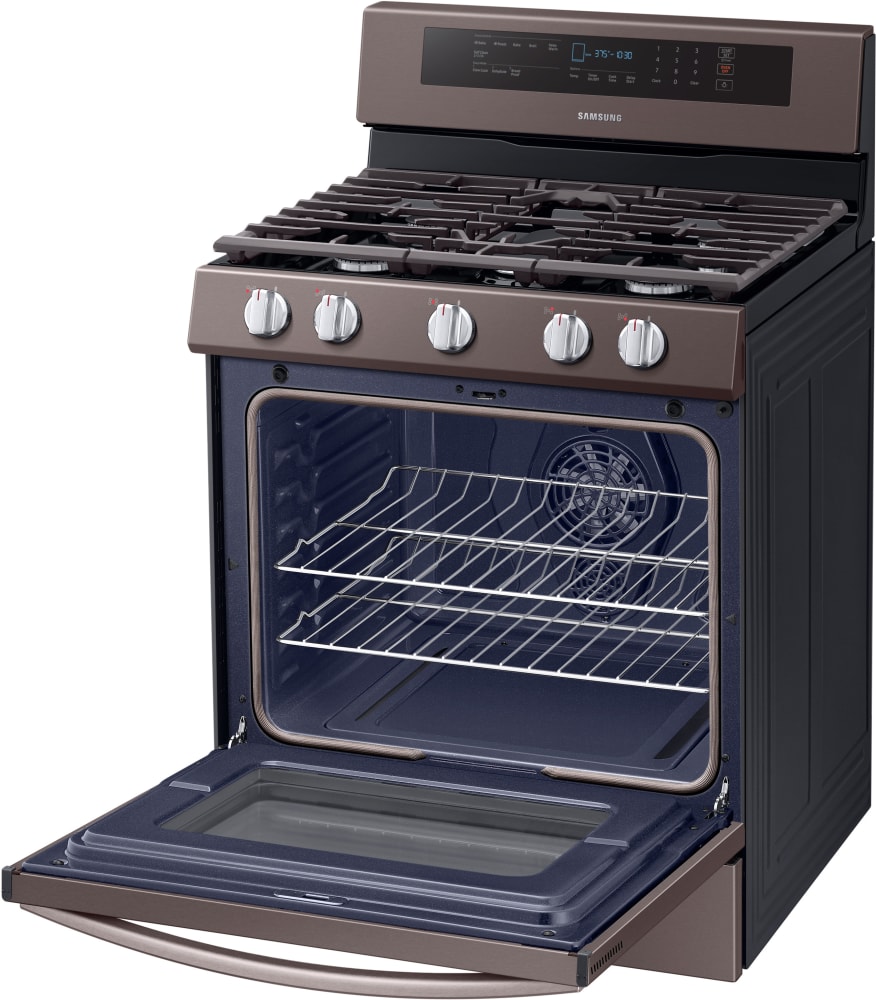 Samsung NX58R6631ST 30 Inch Freestanding Gas Range with True Convection Flexible Cooktop Self Clean 5.8 cu. ft. Oven Capacity Touch Controls Blue LED Knobs Wide View Window Storage Drawer and Sabbath ...