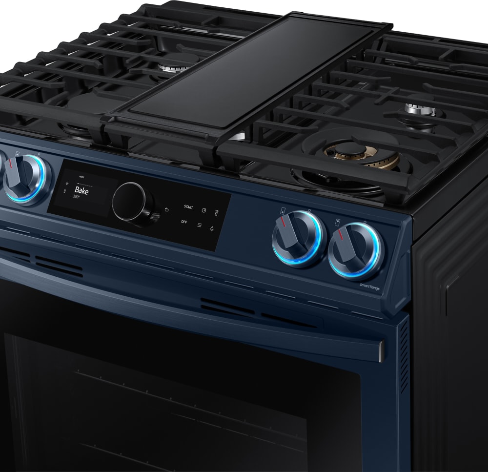 Samsung NX60A8711QN 30 Inch SlideIn Gas Smart Range with 5 Sealed Burners, 6.0 cu. ft