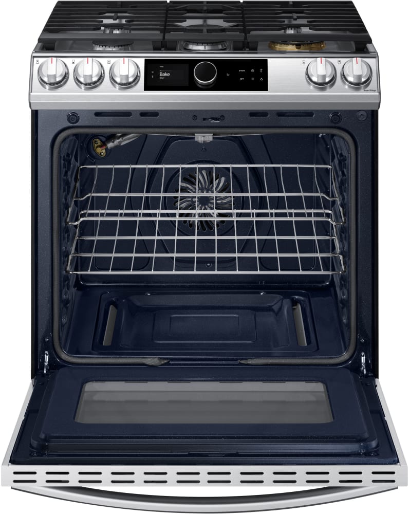 Samsung NX60T8711SS 30 Inch SlideIn Gas Smart Range with 5 Sealed Burners, 6.0 Cu. Ft. Oven
