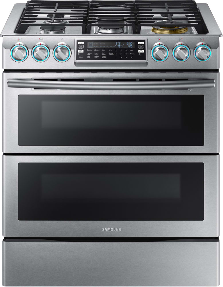 Samsung Nx58k9850ss 30 Inch Flex Duo Slide In Gas Range With Dual Samsung Nx58k9850ss Stainless Steel 30 Inch Dual Oven Slide In Gas Range With