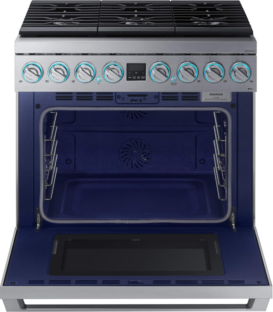 Samsung NY36R9966PS 36 Inch Smart SlideIn Dual Fuel Pro Range with 6 Sealed Burners, 6.3 Cu. Ft