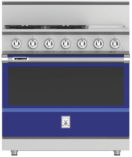 Hestan KRD364GDLPBU 36 Inch Dual Fuel Range with 4 Burners, 12