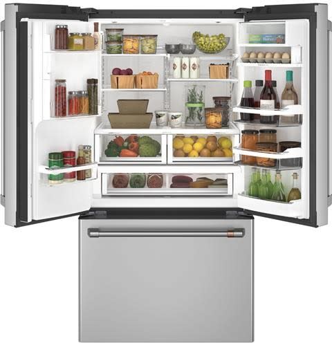Cafe CFE28UP2MS1 36 Inch French Door Smart Refrigerator with 27.8 Cu. Ft. Capacity, Keurig® K-cup® Brewing System, Precise Fill Setting, TwinChill™ Evaporators, Wi-Fi, Hot Water Dispenser, ADA Compliant and ENERGY STAR®: Stainless Steel