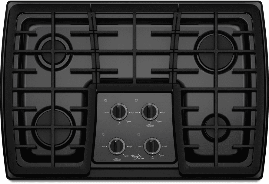 Whirlpool G7CG3064XB 30 Inch Gas Cooktop with 4 Sealed Burners, 17,000