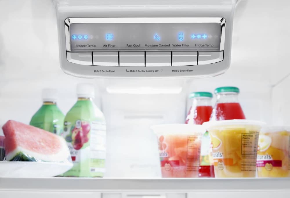 Whirlpool Wrf560smhb 30 Inch French Door Refrigerator With Humidity Controlled Crispers Factory Installed Ice Maker Freshflow Produce Preserver Freshflow Air Filter Tuck Shelf Spillproof Glass Shelves Led Interior Lighting And Full Width Pantry