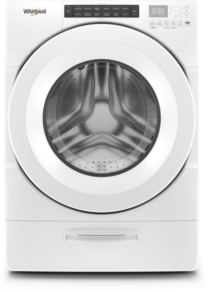 Whirlpool WPWADREW56204 Side-by-Side on Storage Drawer Pedestal Washer & Dryer Set with Front Load Washer and Electric Dryer in White