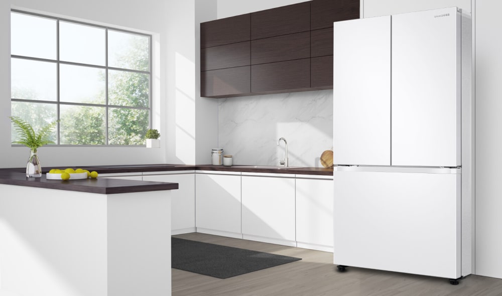 Samsung RF20A5101WW 32 Inch Freestanding Smart French Door Refrigerator with 19.5 cu. ft. Capacity 3 Shelves Gallon Bins Twin Cooling Ice Maker ADA Compliant and ENERGY STAR Fingerprint Resistant Whit...