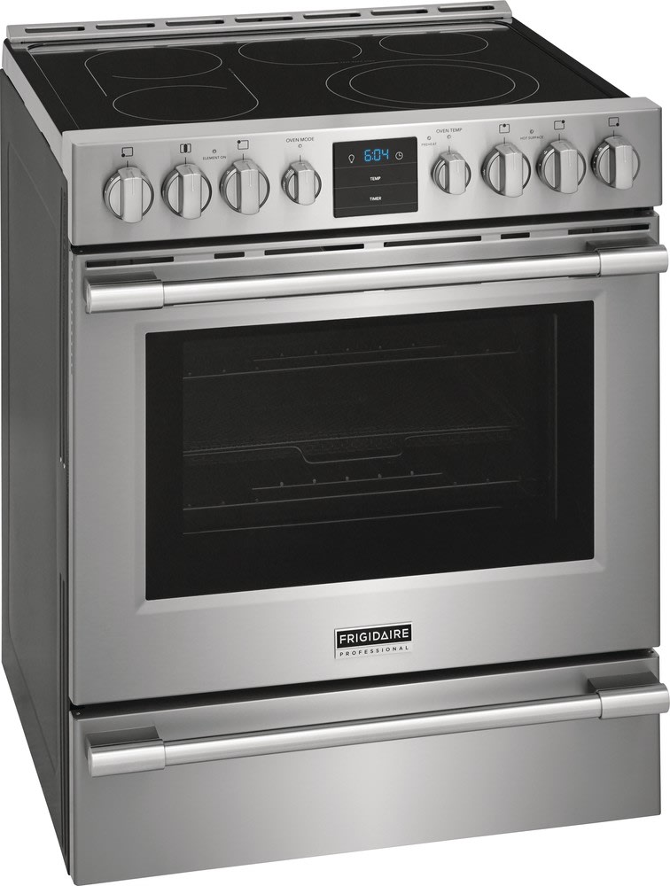 Frigidaire PCFE3078AF 30 Inch Freestanding Electric Range with 5 Elements, 5.4 Cu. Ft. Oven Capacity, Storage Drawer, Air Fry, True Convection, Quick Preheat, Self Clean, Quick Boil, SpacePro™ Bridge Element, UL Listed, ADA Compliant, and Star-K Certified