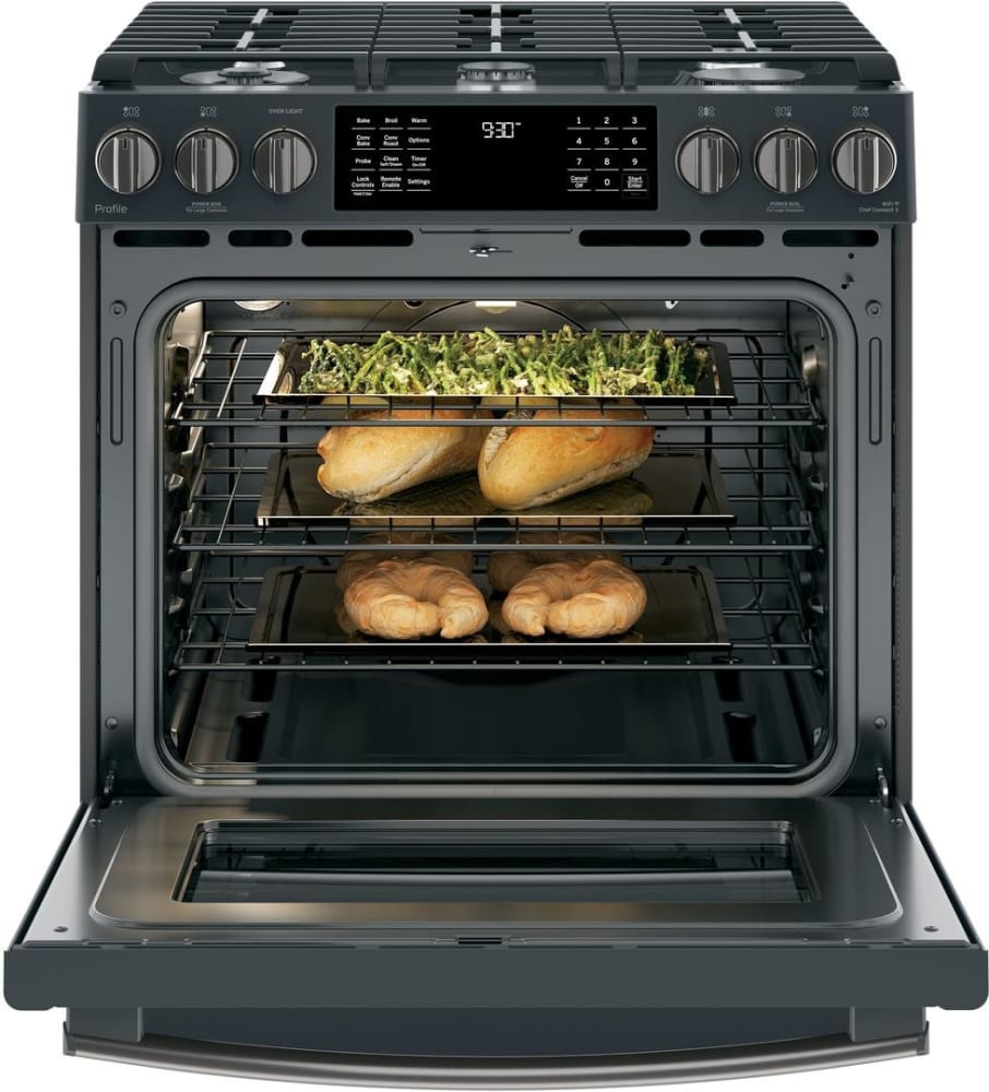 GE PGS930FELDS 30 Inch Smart SlideIn Gas Range with WiFi Connect, True