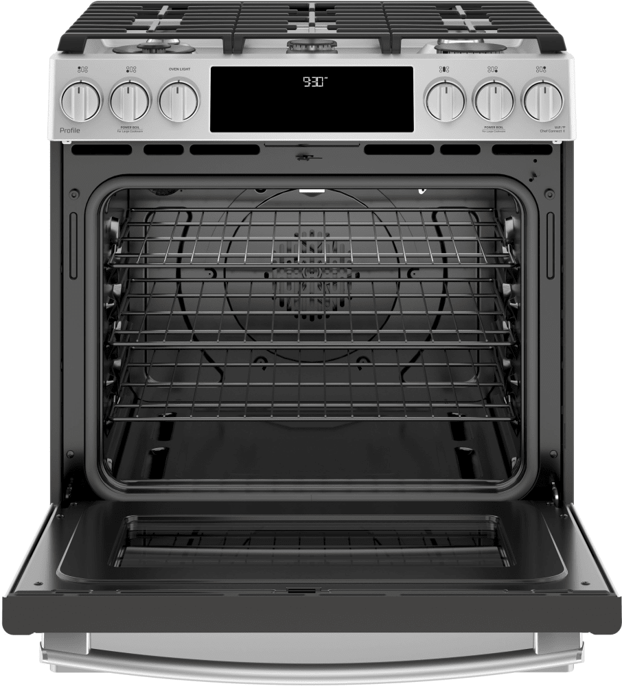 GE PGS930SELSS 30 Inch Smart SlideIn Gas Range with WiFi Connect, True