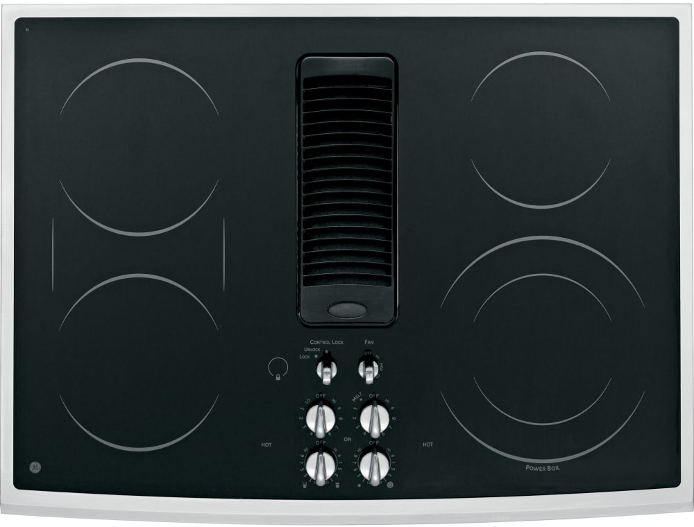 GE PP989SNSS 30 Inch Smoothtop Electric Downdraft Cooktop with 400 CFM